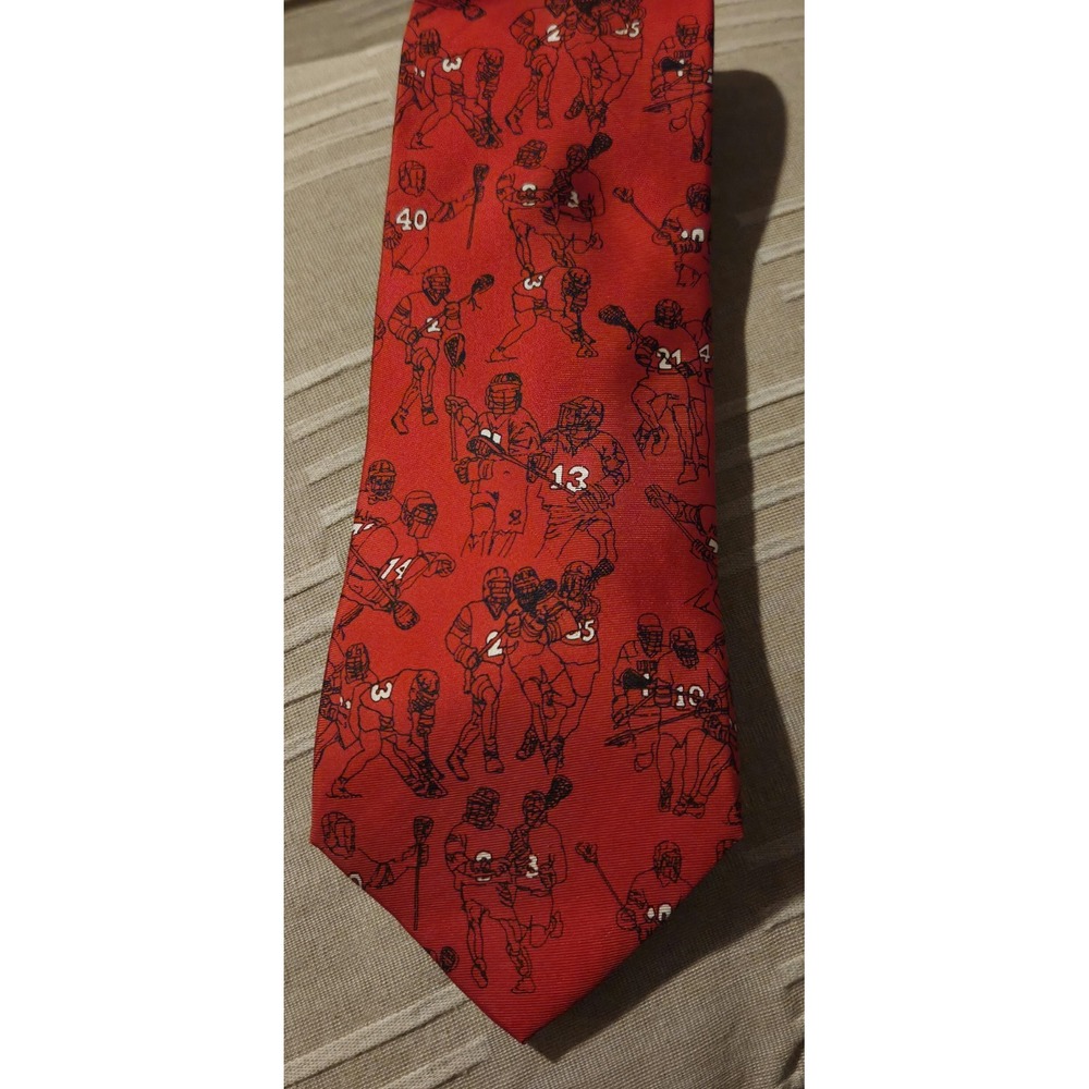 Alynn Creative American Design Tie‎ Neckwear Lacrosse 100% Necktie Red